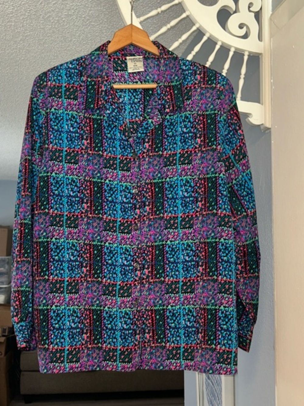 Vntg Allison Daley Women’s Plus Size 18W Multicolor Confetti Button-Down Blouse